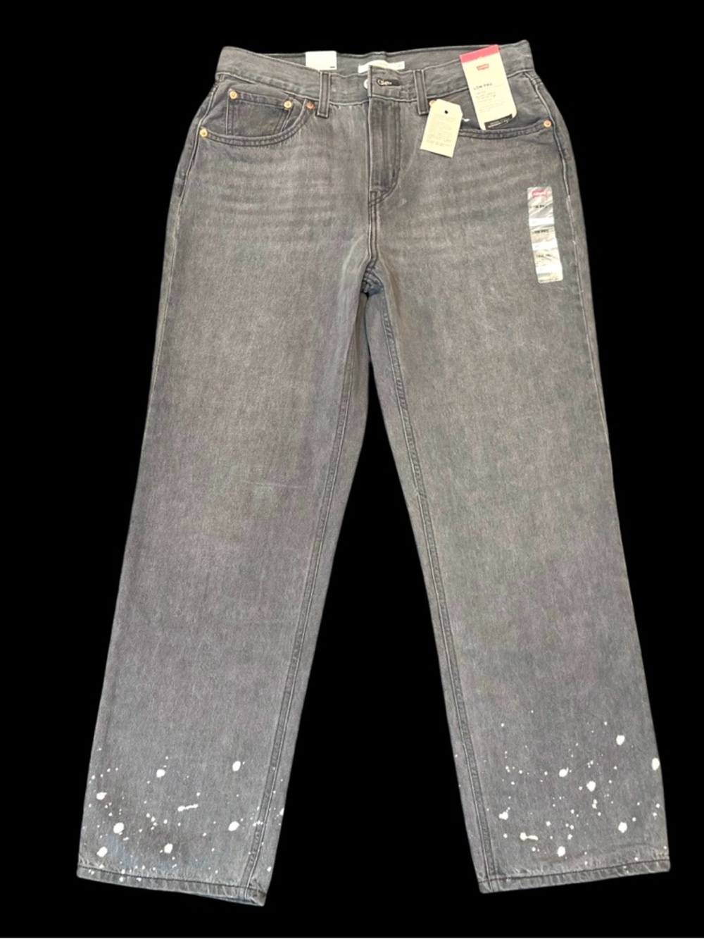Levi’s Low Pro Straight Leg Gray Bleach Splatter Jeans Size 30 NWT-Y2K-Grunge
